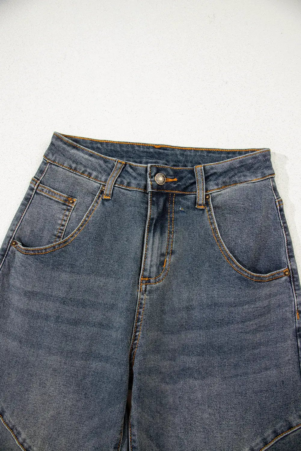 Grateful Threads Boutique Sail Blue Exposed Stitching Loose Straight High Waist Jeans - Jeans Sail Blue Exposed Stitching Loose Straight High Waist Jeans