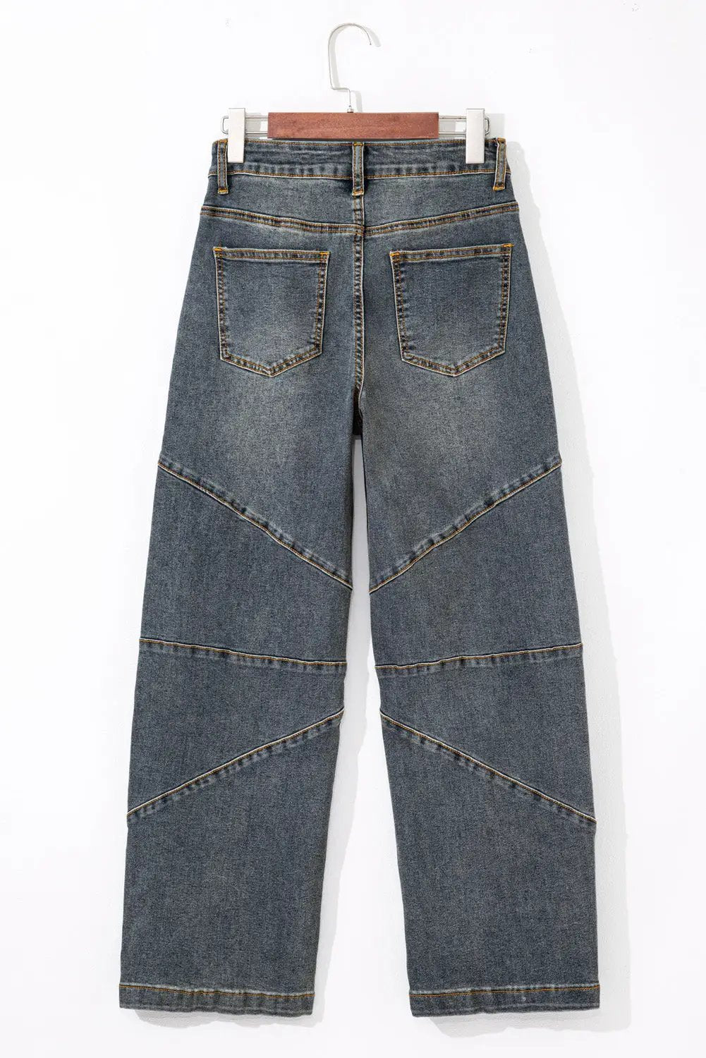 Grateful Threads Boutique Sail Blue Exposed Stitching Loose Straight High Waist Jeans - Jeans Sail Blue Exposed Stitching Loose Straight High Waist Jeans