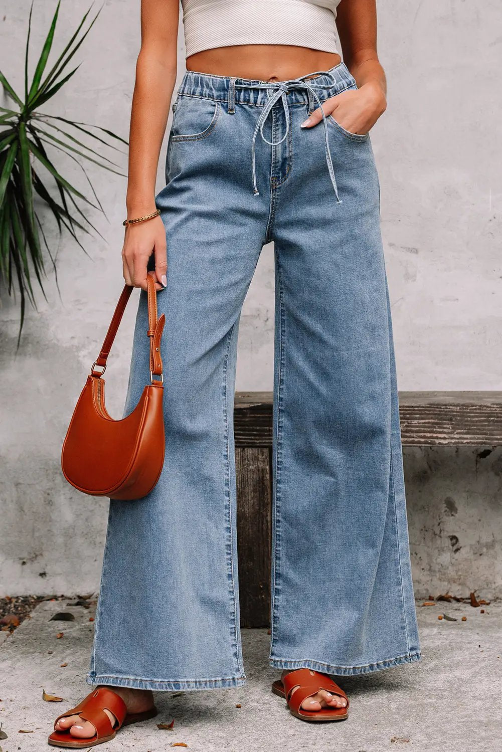 Grateful Threads Boutique Dusk Blue Medium Wash Super Wide Leg Denim Pants - Jeans Dusk Blue Medium Wash Super Wide Leg Denim Pants