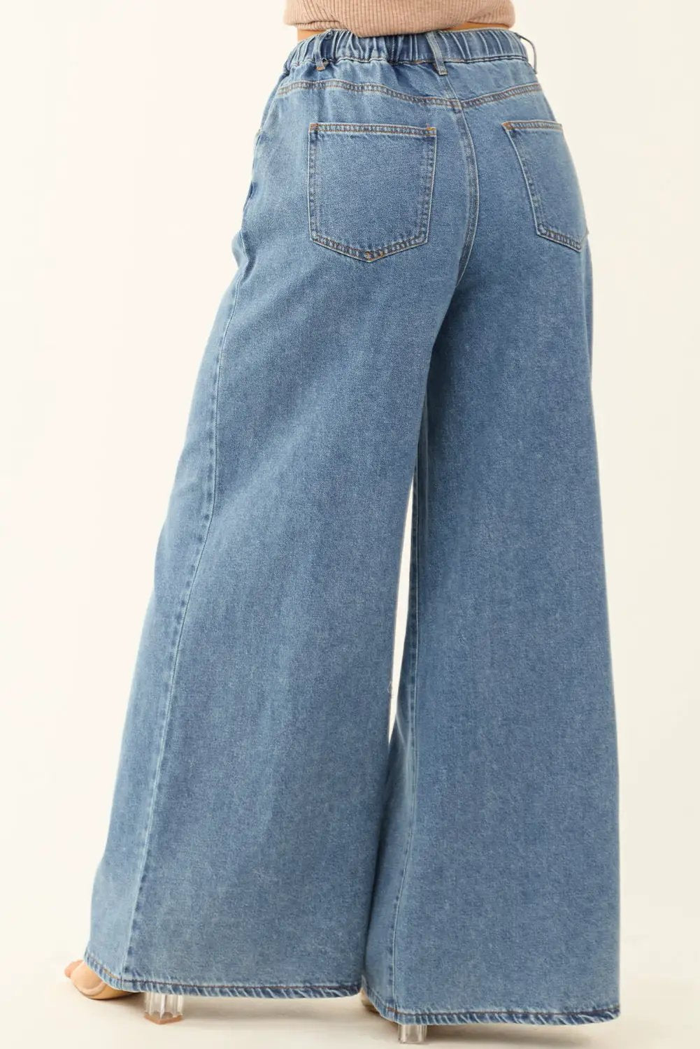 Grateful Threads Boutique Dusk Blue Medium Wash Super Wide Leg Denim Pants - Jeans Dusk Blue Medium Wash Super Wide Leg Denim Pants