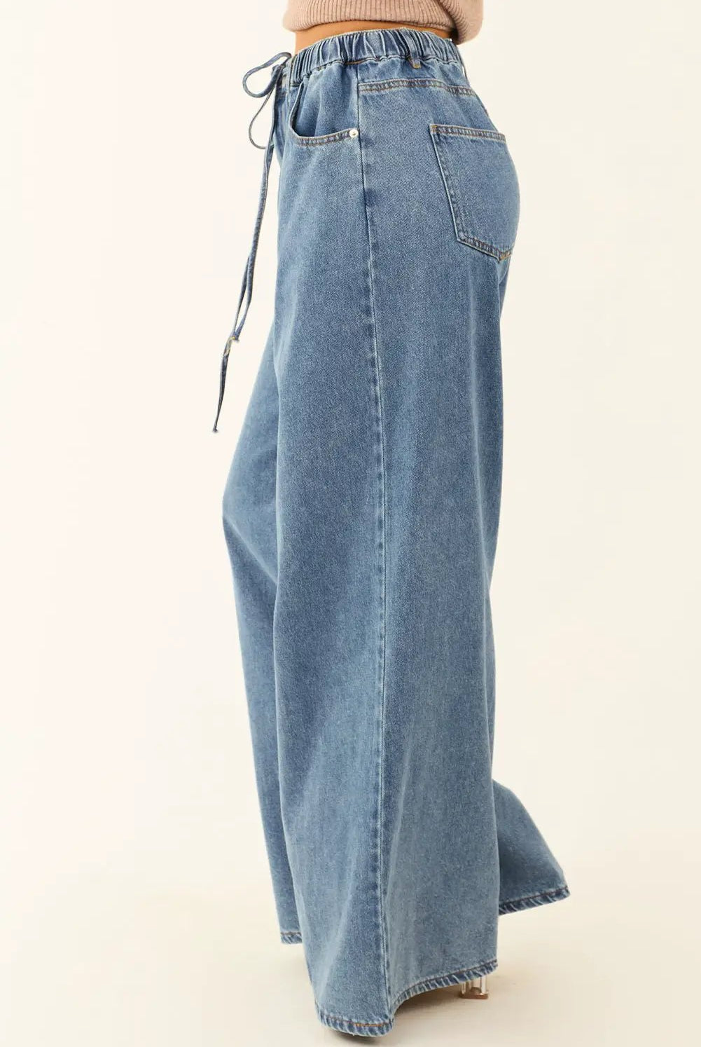 Grateful Threads Boutique Dusk Blue Medium Wash Super Wide Leg Denim Pants - Jeans Dusk Blue Medium Wash Super Wide Leg Denim Pants