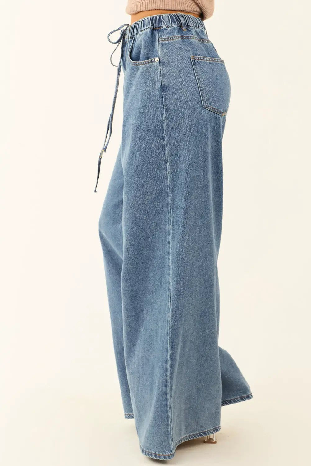 Grateful Threads Boutique Dusk Blue Medium Wash Super Wide Leg Denim Pants - Jeans Dusk Blue Medium Wash Super Wide Leg Denim Pants