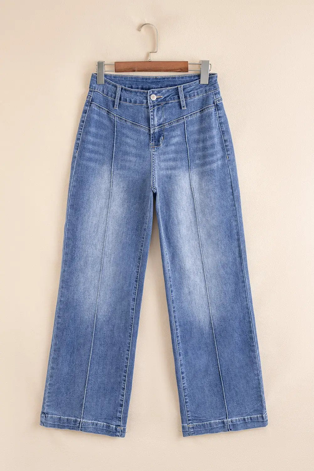 Grateful Threads Boutique Beau Blue Tailored Center Seam Detail Straight Loose High Rise Jeans - Jeans Beau Blue Tailored Center Seam Detail Straight Loose High Rise Jeans