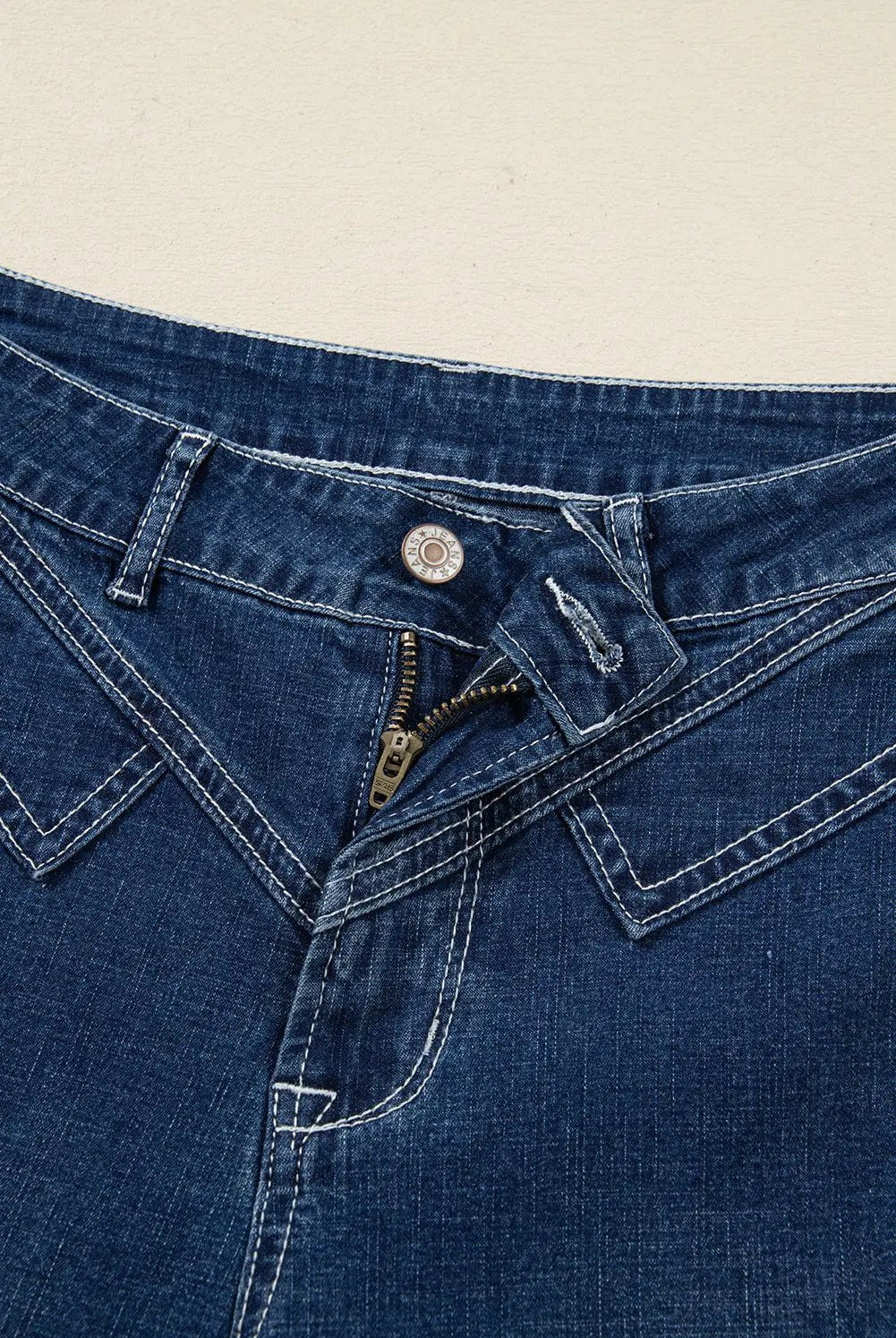 Grateful Threads Boutique Sail Blue Stitched Waist Detail Loose Cuffed Jeans - Jeans Sail Blue Stitched Waist Detail Loose Cuffed Jeans