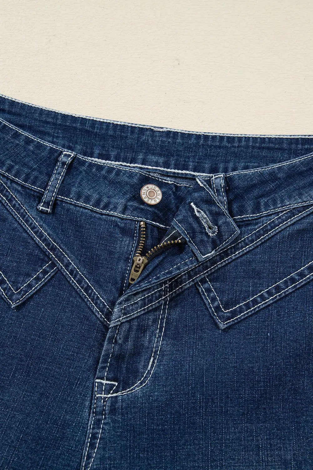Grateful Threads Boutique Sail Blue Stitched Waist Detail Loose Cuffed Jeans - Jeans Sail Blue Stitched Waist Detail Loose Cuffed Jeans