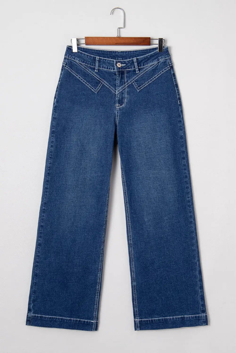 Grateful Threads Boutique Sail Blue Stitched Waist Detail Loose Cuffed Jeans - Jeans Sail Blue Stitched Waist Detail Loose Cuffed Jeans