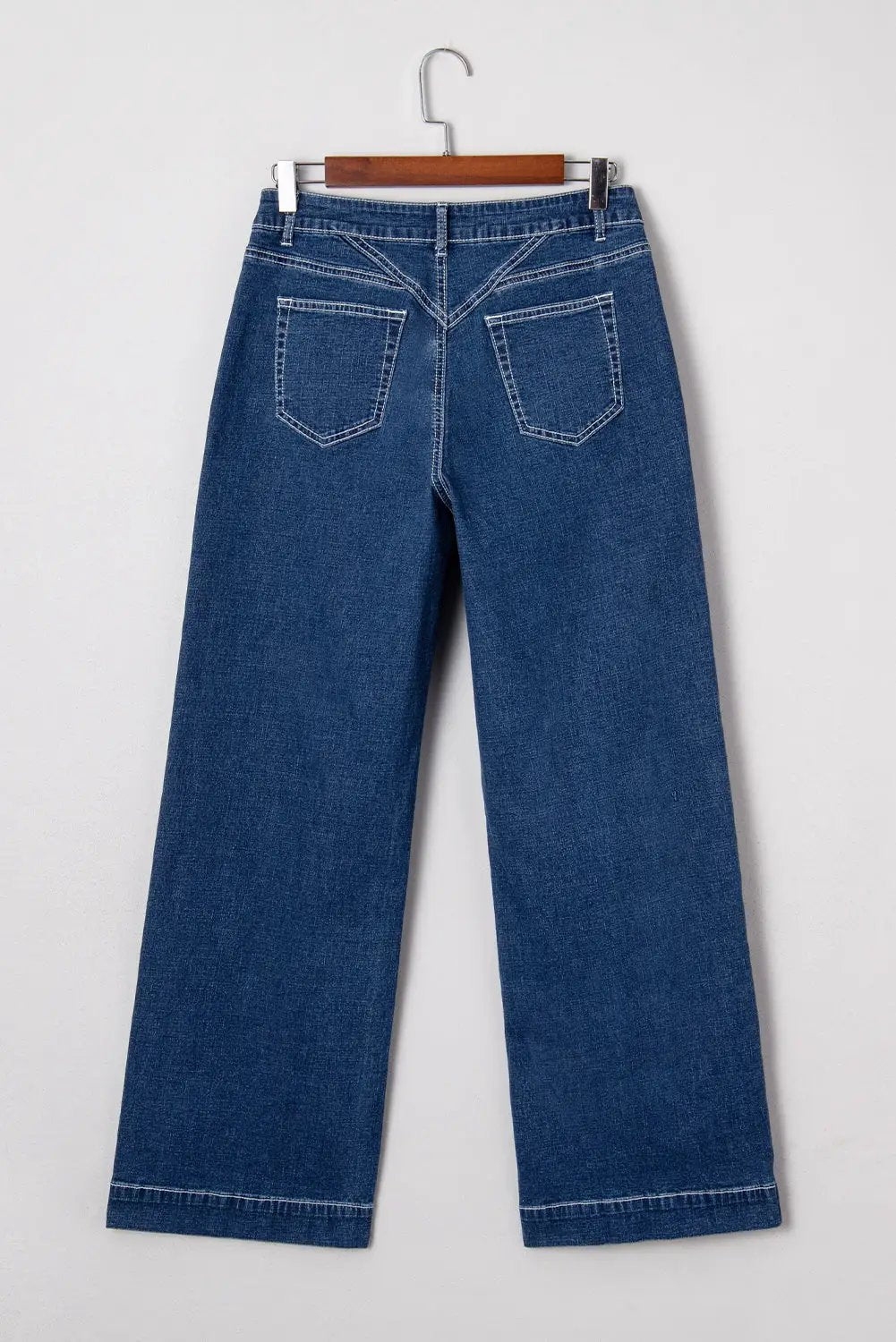 Grateful Threads Boutique Sail Blue Stitched Waist Detail Loose Cuffed Jeans - Jeans Sail Blue Stitched Waist Detail Loose Cuffed Jeans