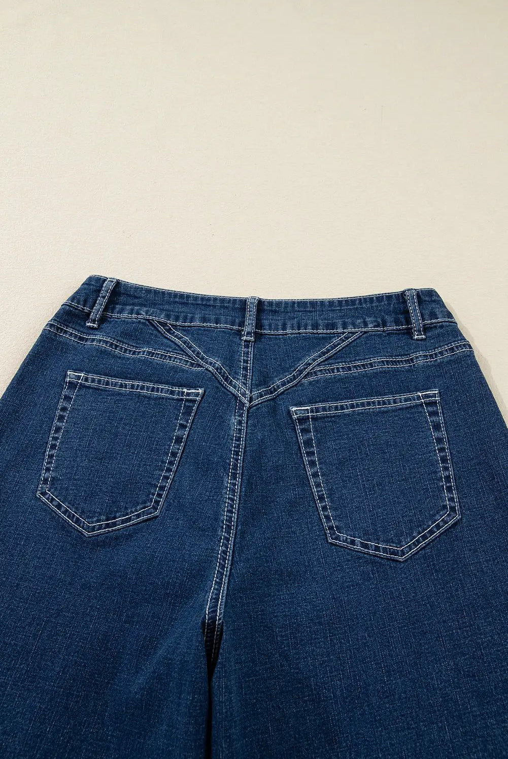 Grateful Threads Boutique Sail Blue Stitched Waist Detail Loose Cuffed Jeans - Jeans Sail Blue Stitched Waist Detail Loose Cuffed Jeans