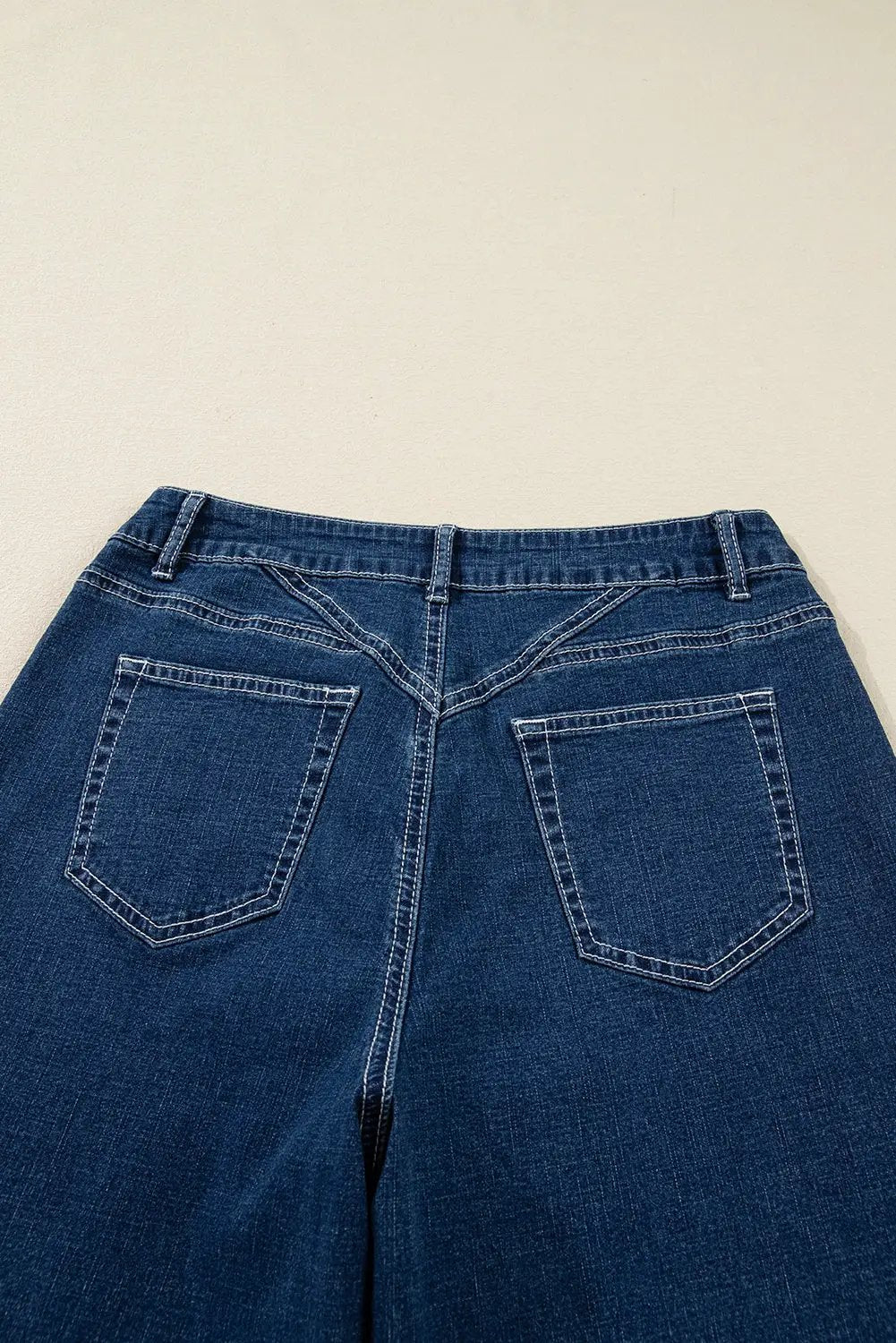 Grateful Threads Boutique Sail Blue Stitched Waist Detail Loose Cuffed Jeans - Jeans Sail Blue Stitched Waist Detail Loose Cuffed Jeans