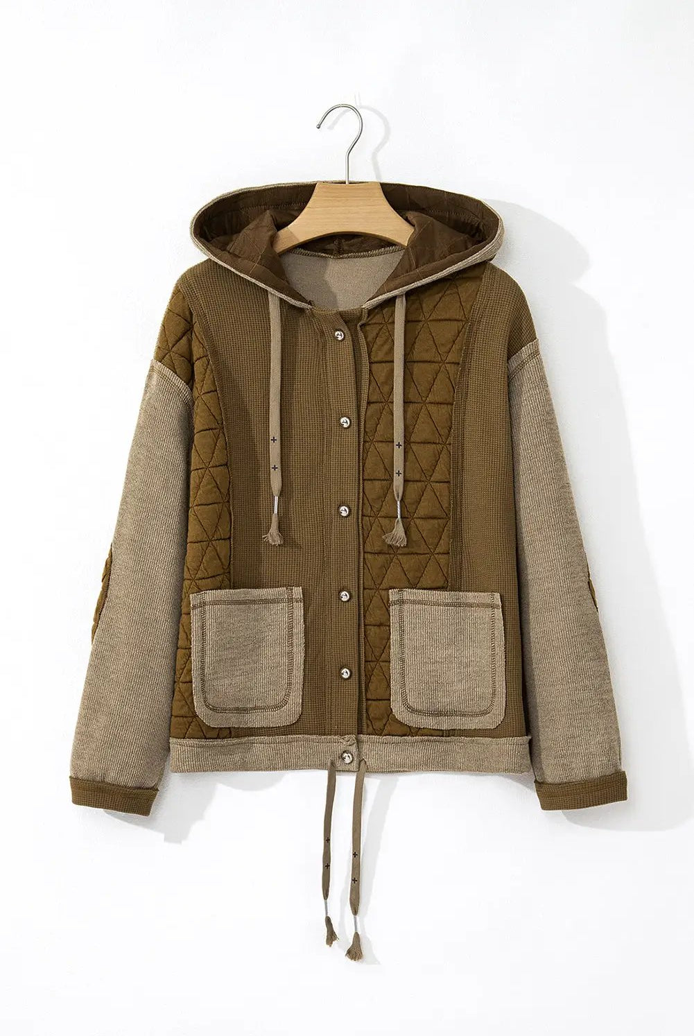 Grateful Threads Boutique Jungle Green Quilted Patchwork Hooded Jacket - Puffer Jackets