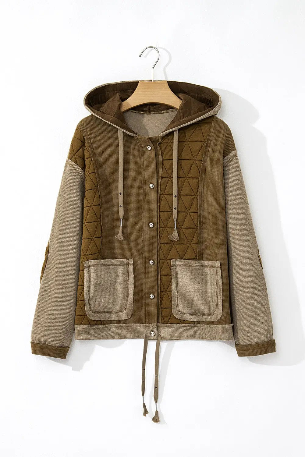 Grateful Threads Boutique Jungle Green Quilted Patchwork Hooded Jacket - Puffer Jackets