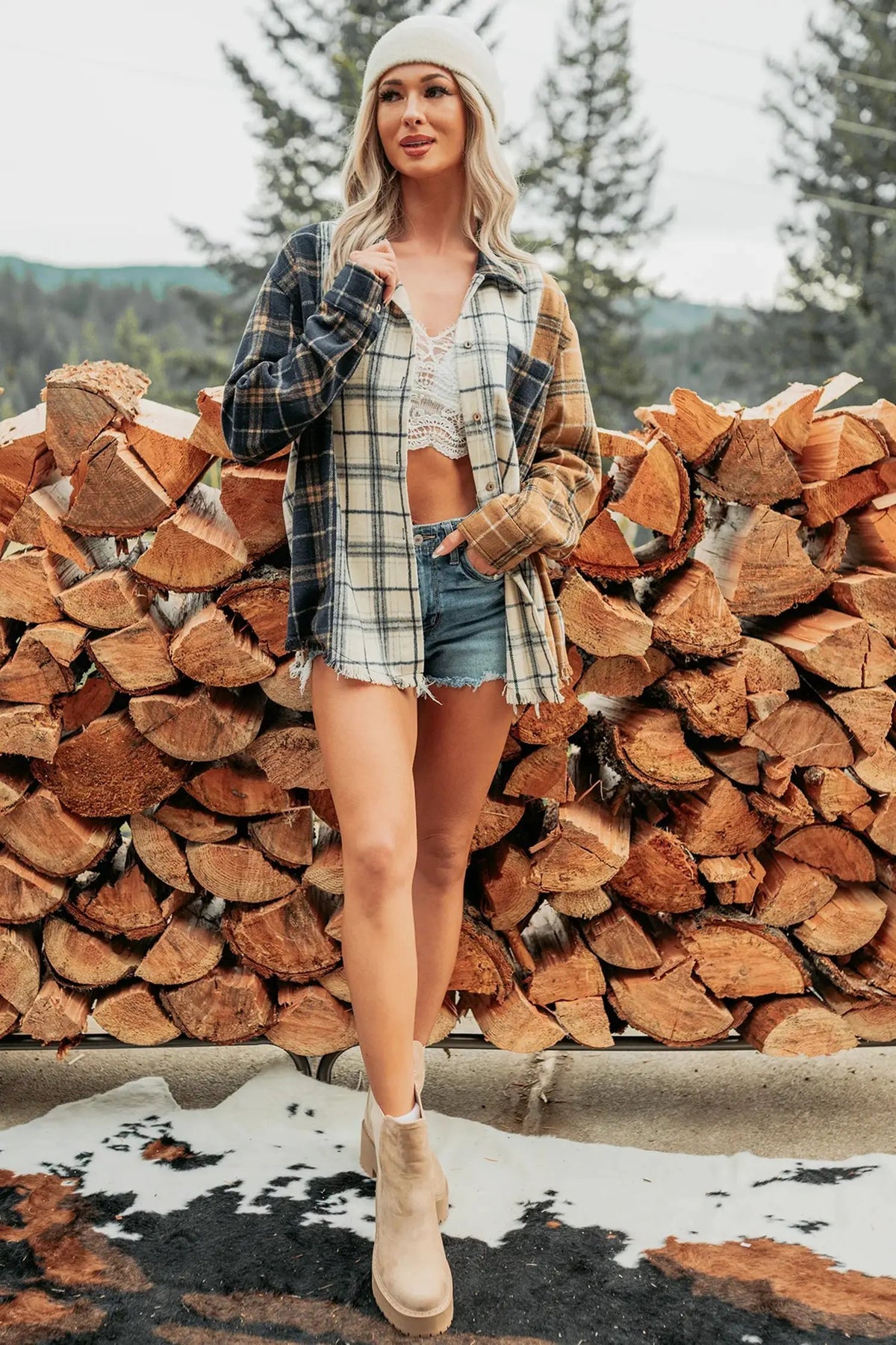 The Lacey Plaid Shacket - Multicolour — view 3