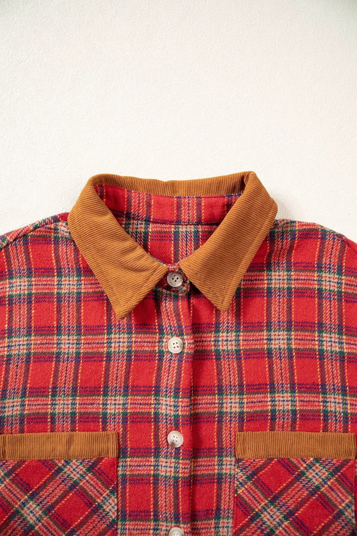 The Tori Plaid Shacket - Red — view 5