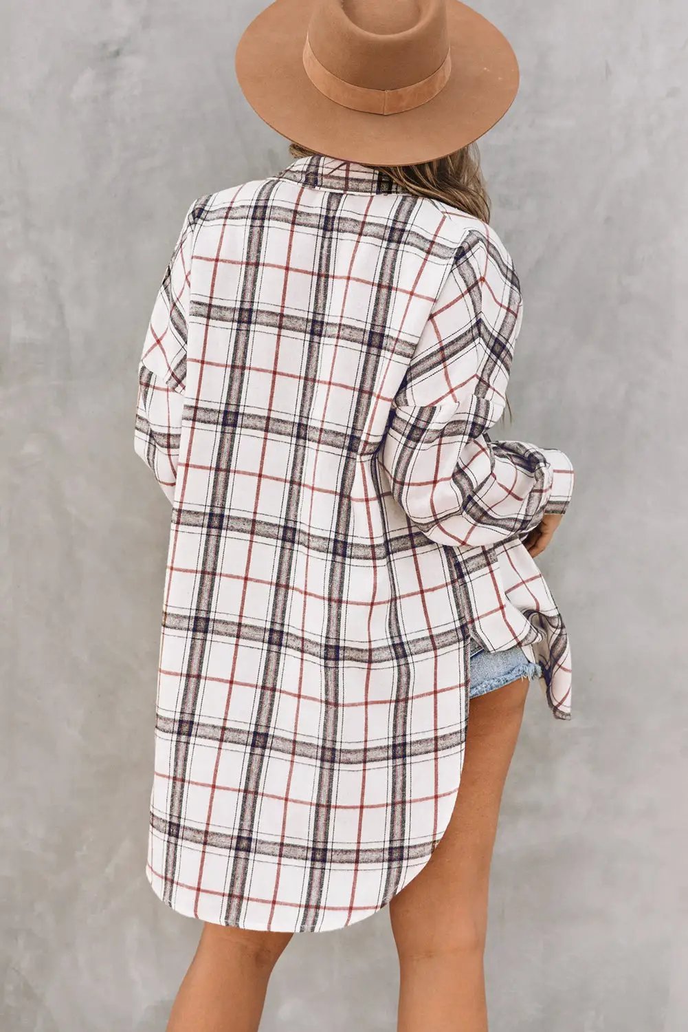 The Willow Plaid Shacket - White — view 4
