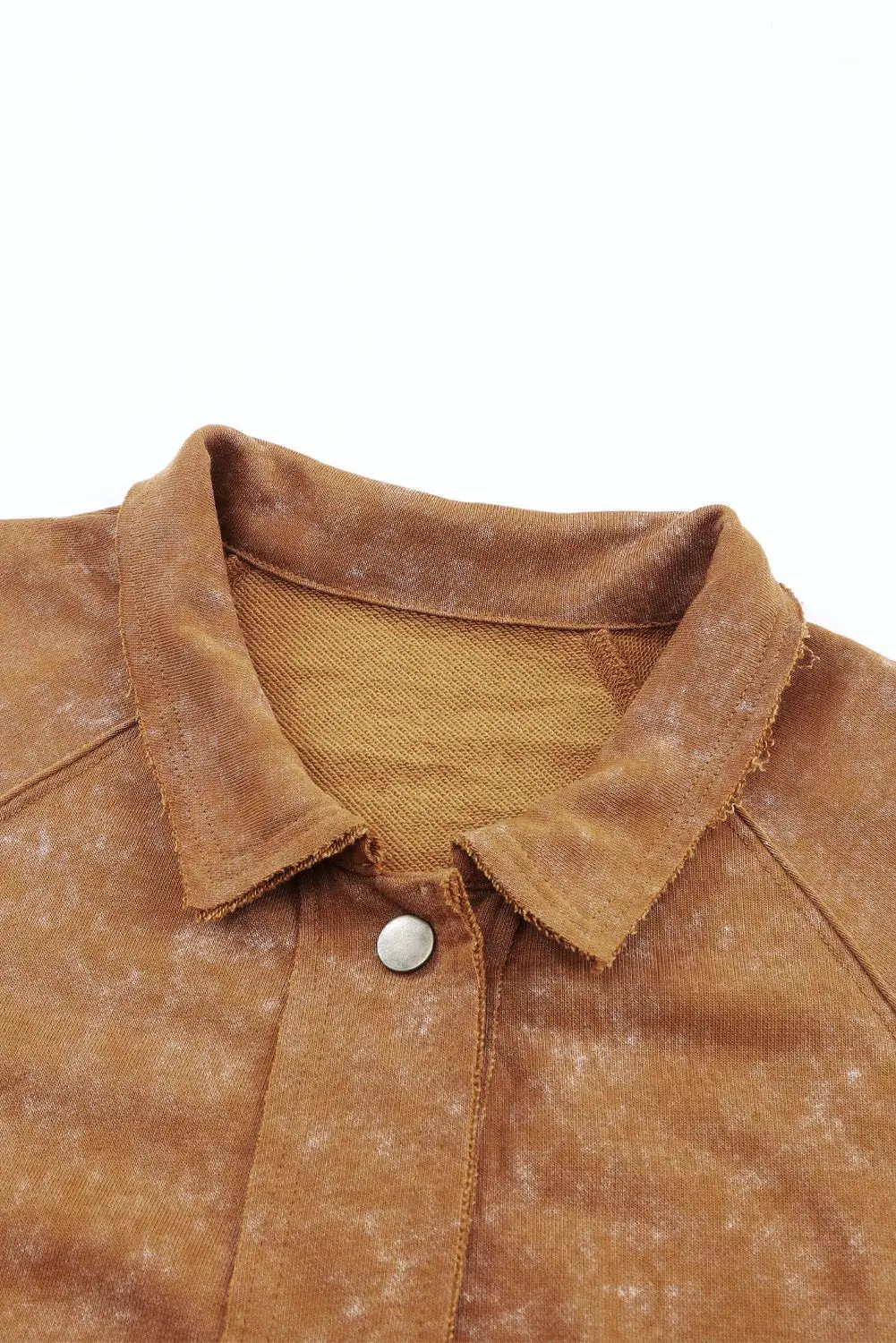 Grateful Threads Boutique Khaki Vintage Washed Button Shacket with Flap Pockets - Coats & Jackets