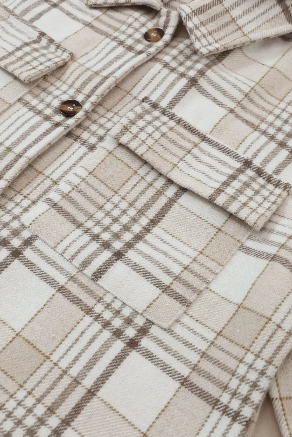 The Everly Plaid Shacket - Khaki — view 6