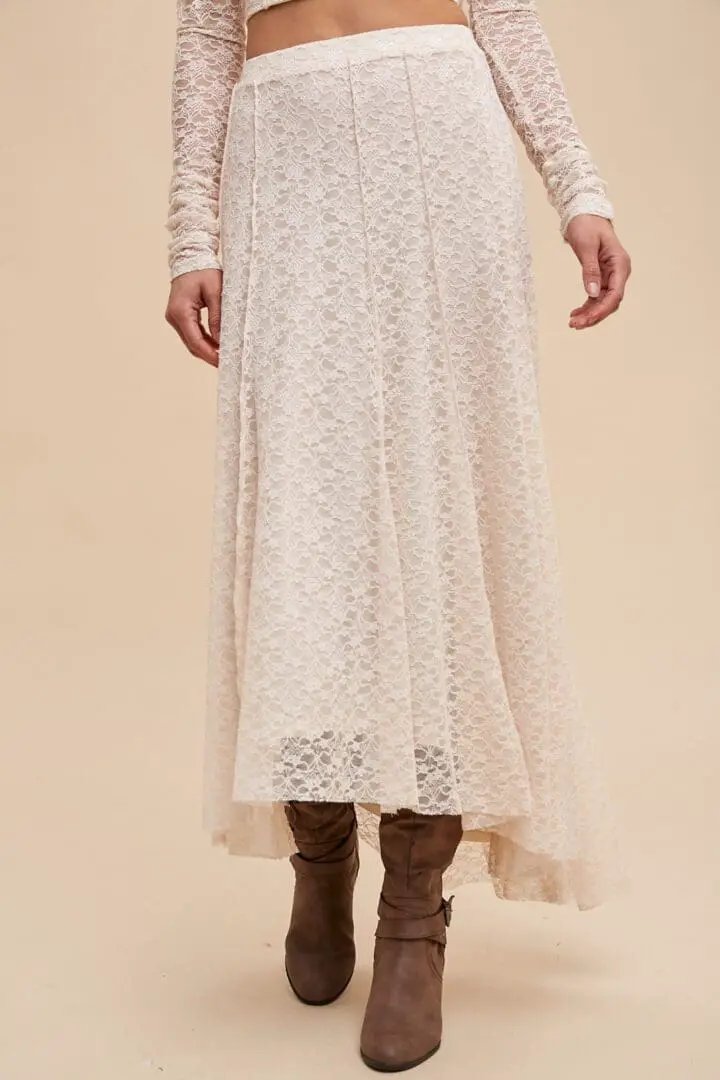 In Loom The Made You Look Lace Floral Skirt - Skirts Lace Overlay Skirt