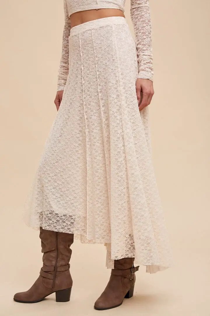 In Loom The Made You Look Lace Floral Skirt - Skirts Lace Overlay Skirt