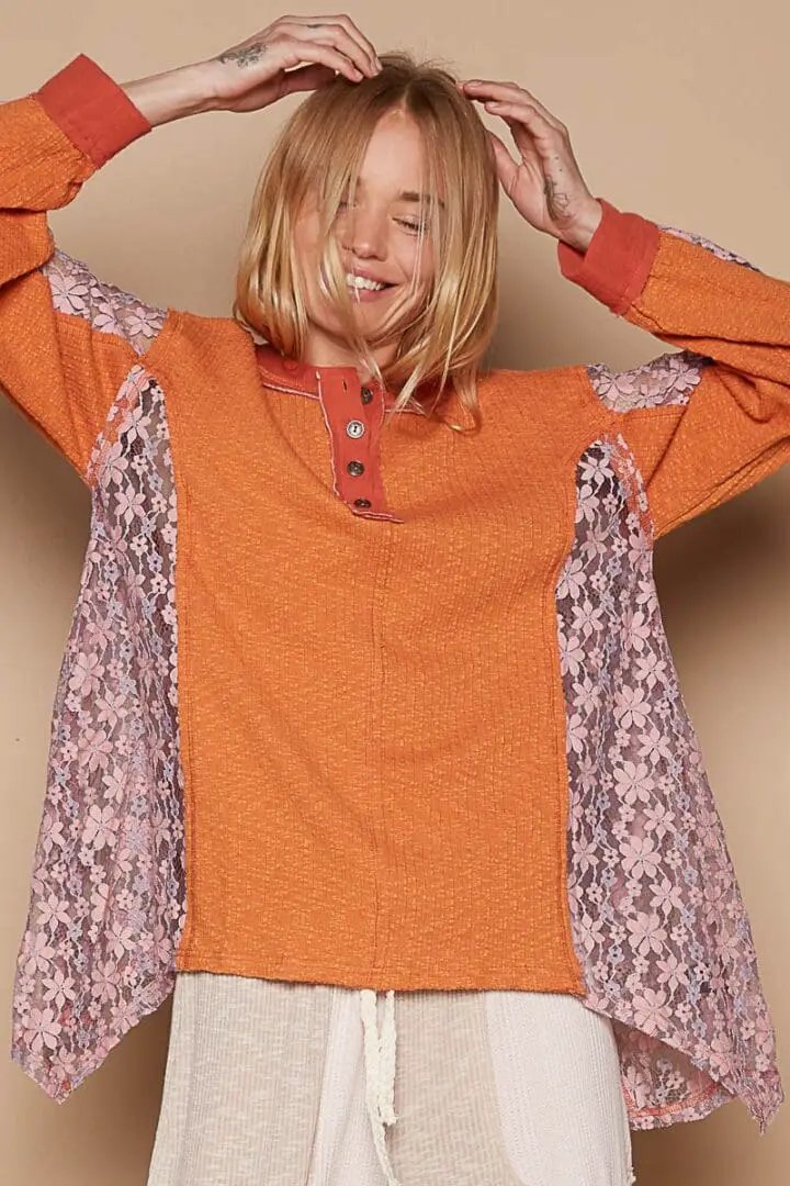 POL POL Lace Inlay Top - Clothing Tops