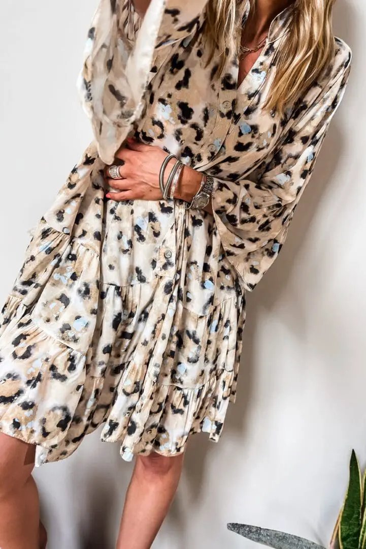 Grateful Threads Boutique Leopard Tiered Dress - Dresses