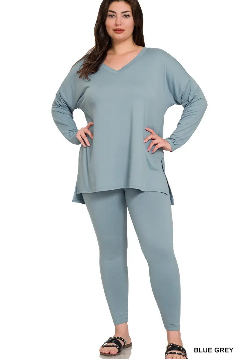 Zenana Zenana Plus Brushed Microfiber Loungewear Set - Loungewear Zenana Plus Brushed Microfiber Loungewear Set