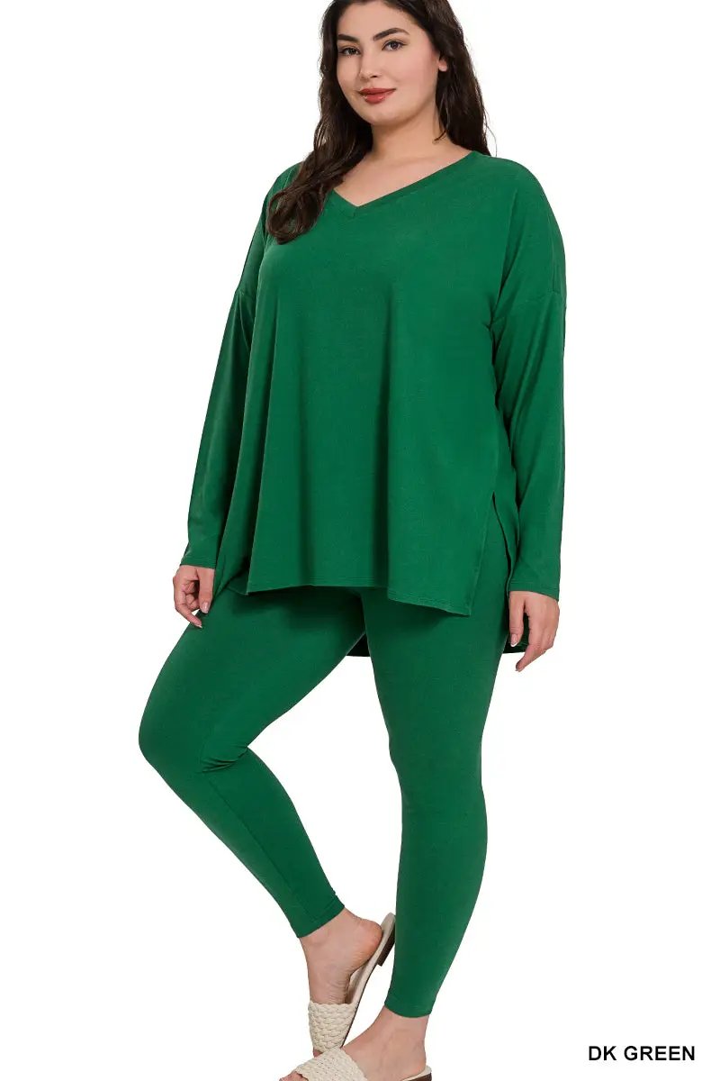 Zenana Zenana Plus Brushed Microfiber Loungewear Set - Loungewear Zenana Plus Brushed Microfiber Loungewear Set