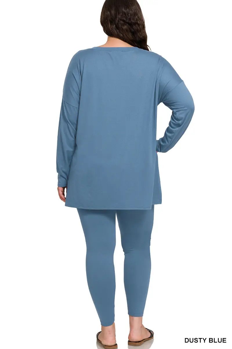 Zenana Zenana Plus Brushed Microfiber Loungewear Set - Loungewear Zenana Plus Brushed Microfiber Loungewear Set