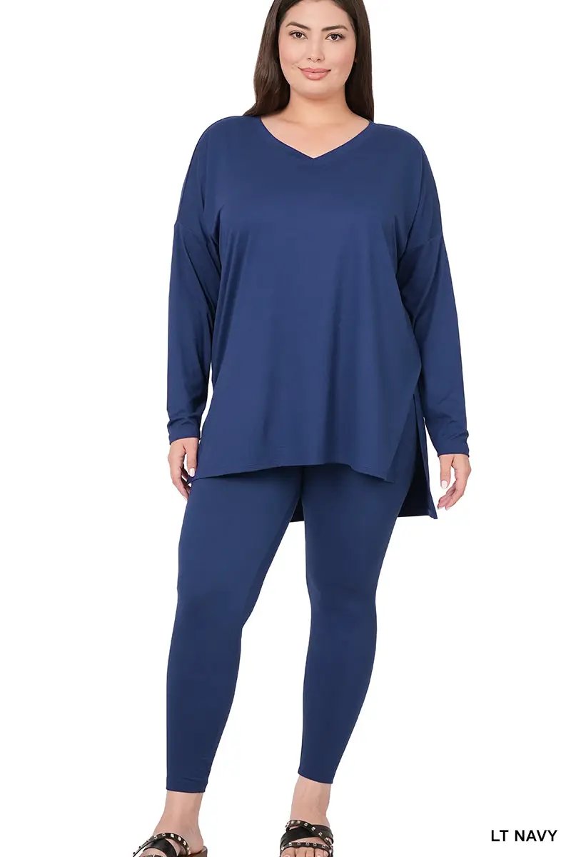 Zenana Zenana Plus Brushed Microfiber Loungewear Set - Loungewear Zenana Plus Brushed Microfiber Loungewear Set