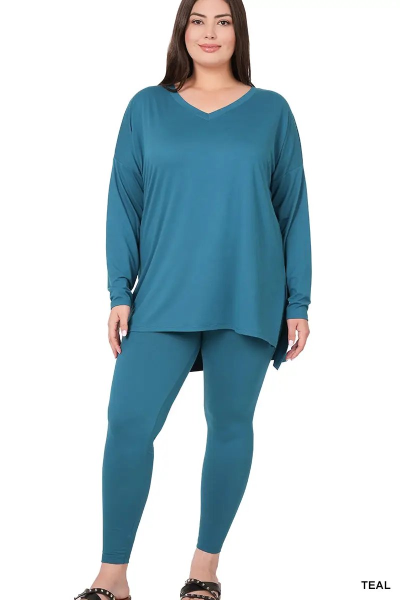 Zenana Zenana Plus Brushed Microfiber Loungewear Set - Loungewear Zenana Plus Brushed Microfiber Loungewear Set