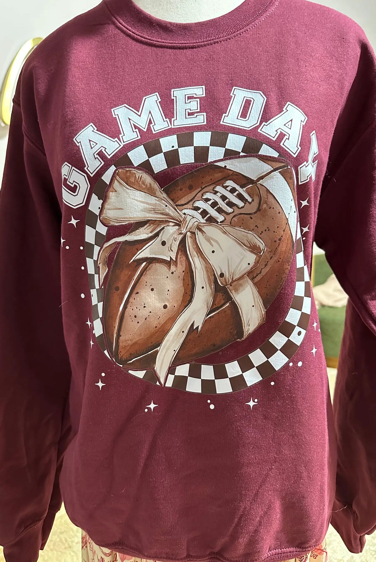 Grateful Threads Boutique Game Day Football Bow Sweatshirt - Sweatshirts Game day bow sweatshirt