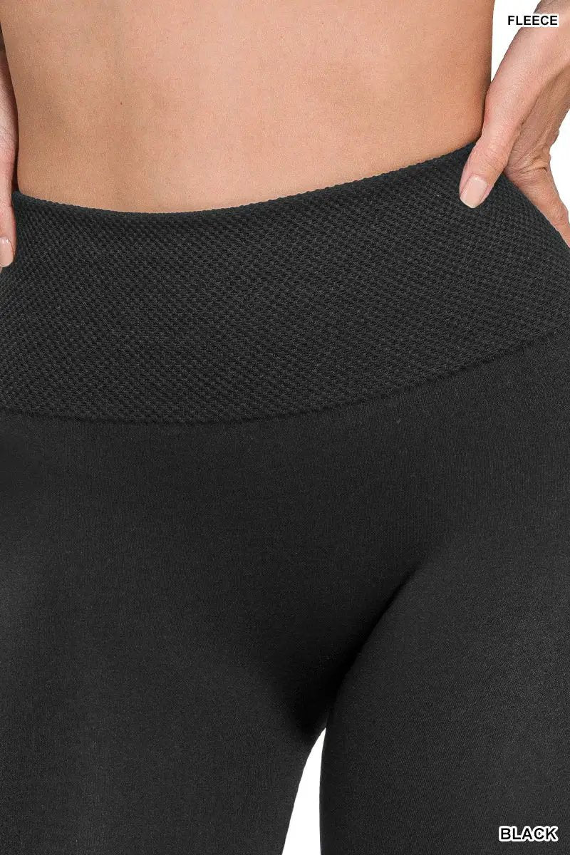 Zenana Zenana Plus High Waist Diamond Shape Band Fleece Leggings - Leggings Zenana Plus High Waist Diamond Shape Band Fleece Leggings