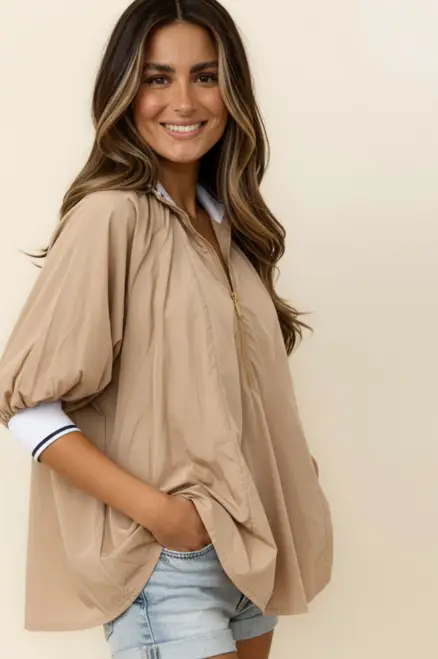 Haptics The Seabreeze Zip Pullover - Blouses
