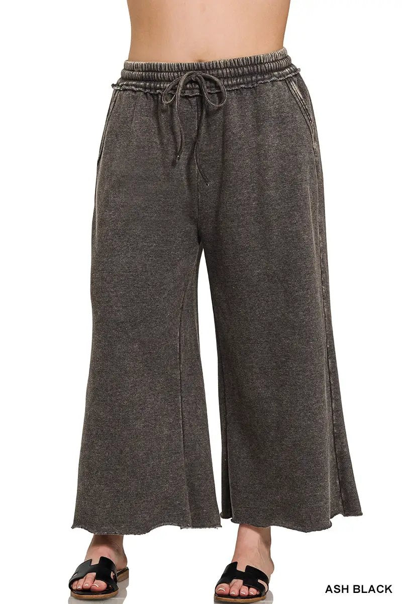 Zenana Zenana Plus Acid Wash Fleece Sweatpants with Pockets - Sweatpants Zenana Plus Acid Wash Fleece Sweatpants with Pockets