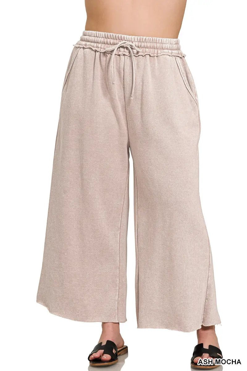 Zenana Zenana Plus Acid Wash Fleece Sweatpants with Pockets - Sweatpants Zenana Plus Acid Wash Fleece Sweatpants with Pockets