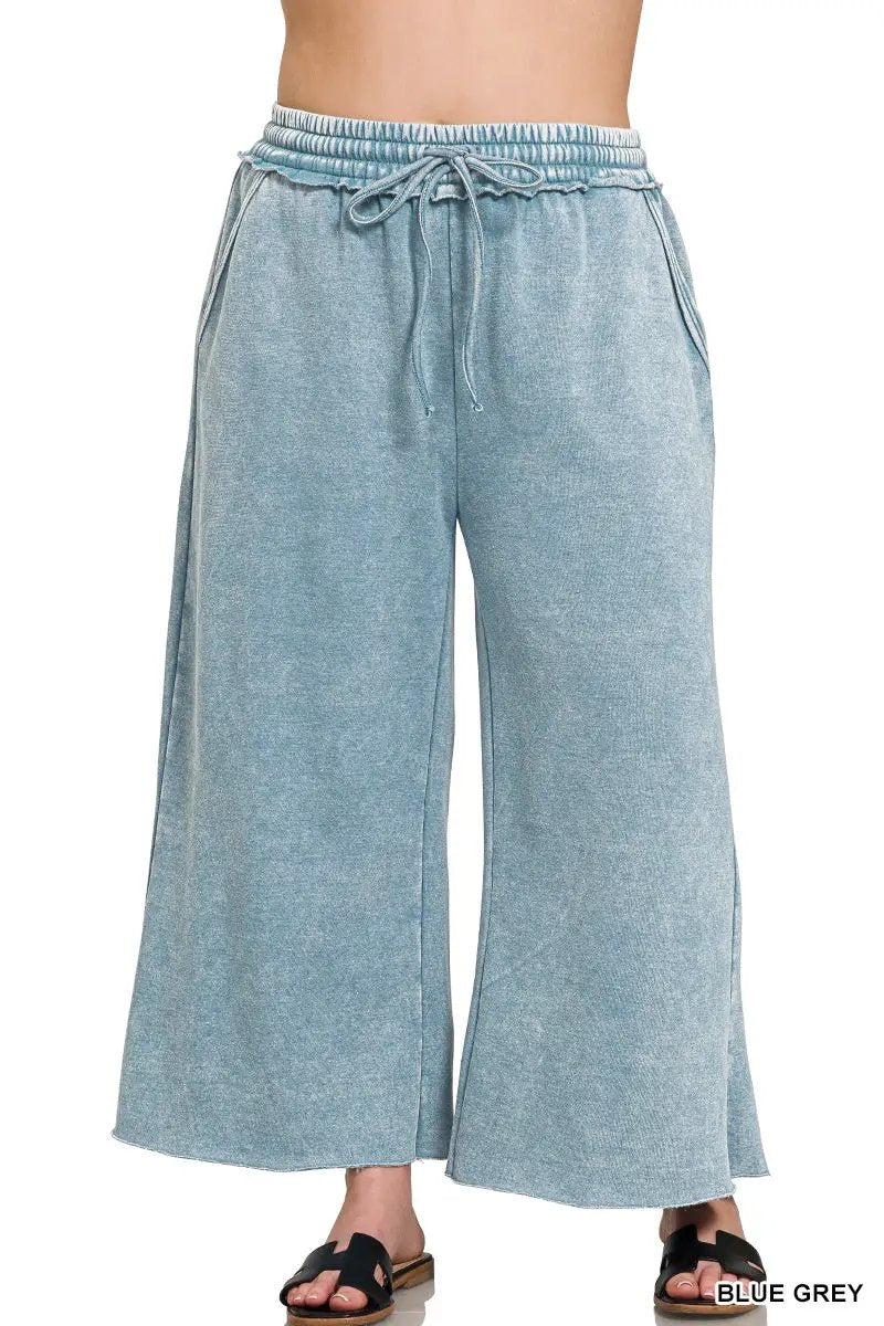 Zenana Zenana Plus Acid Wash Fleece Sweatpants with Pockets - Sweatpants Zenana Plus Acid Wash Fleece Sweatpants with Pockets