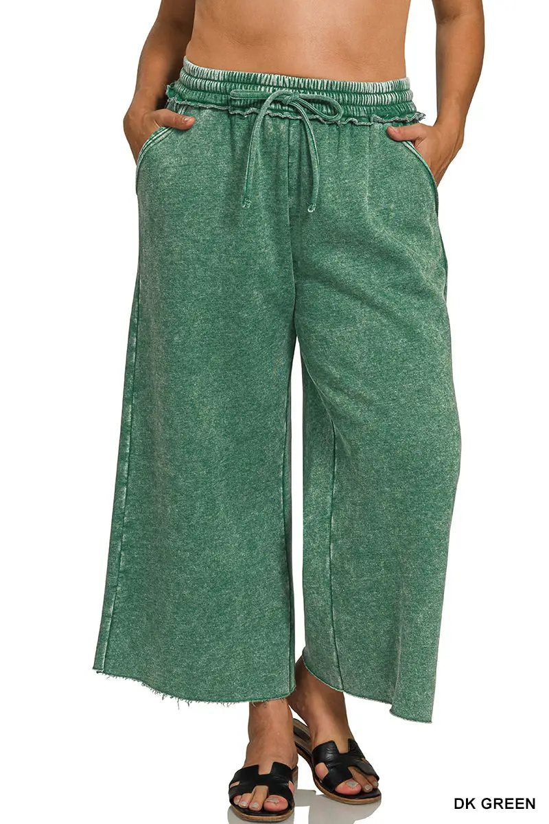 Zenana Zenana Plus Acid Wash Fleece Sweatpants with Pockets - Sweatpants Zenana Plus Acid Wash Fleece Sweatpants with Pockets