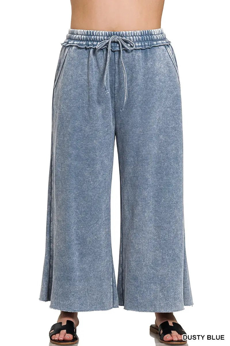 Zenana Zenana Plus Acid Wash Fleece Sweatpants with Pockets - Sweatpants Zenana Plus Acid Wash Fleece Sweatpants with Pockets