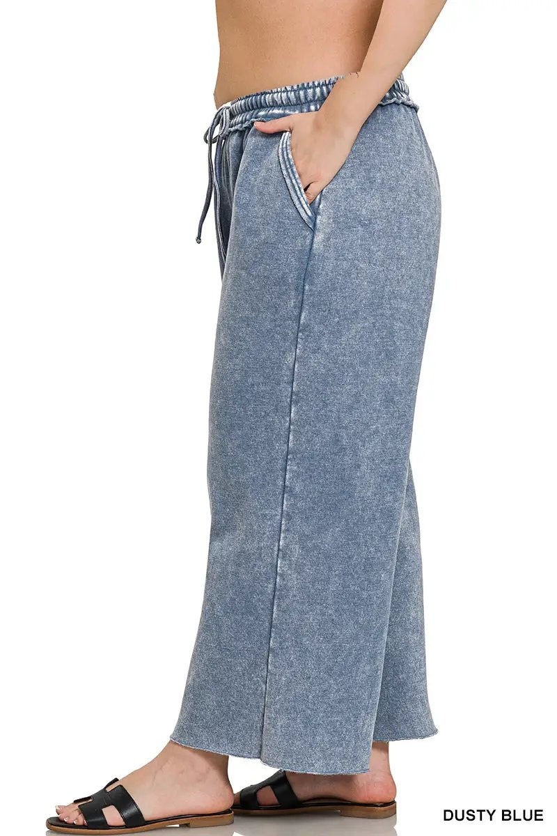 Zenana Zenana Plus Acid Wash Fleece Sweatpants with Pockets - Sweatpants Zenana Plus Acid Wash Fleece Sweatpants with Pockets