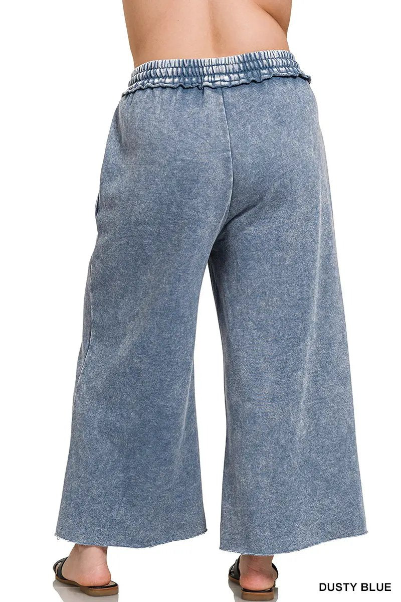 Zenana Zenana Plus Acid Wash Fleece Sweatpants with Pockets - Sweatpants Zenana Plus Acid Wash Fleece Sweatpants with Pockets