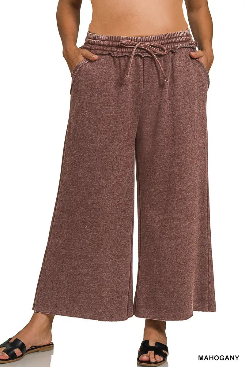 Zenana Zenana Plus Acid Wash Fleece Sweatpants with Pockets - Sweatpants Zenana Plus Acid Wash Fleece Sweatpants with Pockets