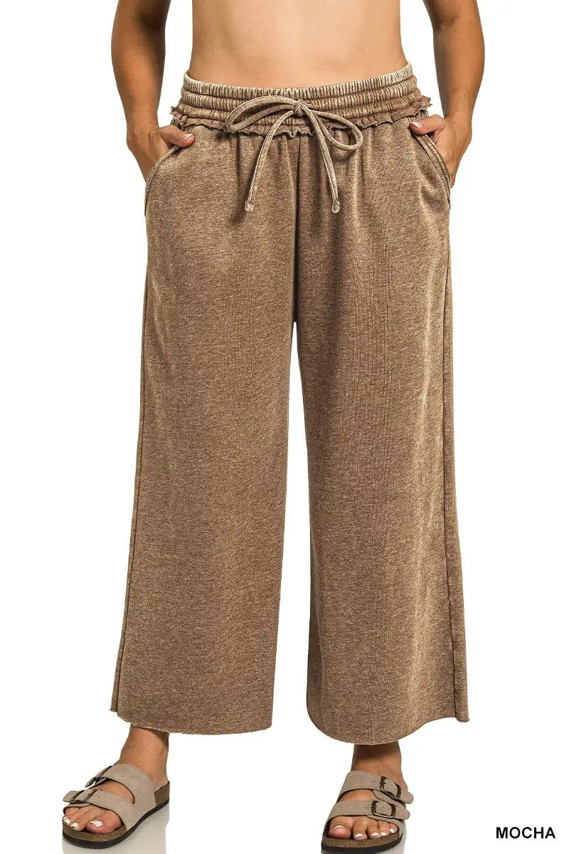 Zenana Zenana Plus Acid Wash Fleece Sweatpants with Pockets - Sweatpants Zenana Plus Acid Wash Fleece Sweatpants with Pockets