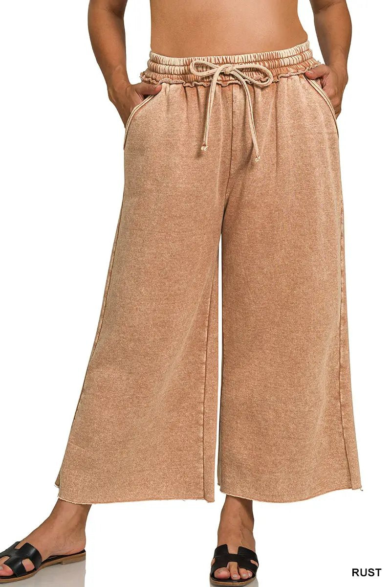 Zenana Zenana Plus Acid Wash Fleece Sweatpants with Pockets - Sweatpants Zenana Plus Acid Wash Fleece Sweatpants with Pockets