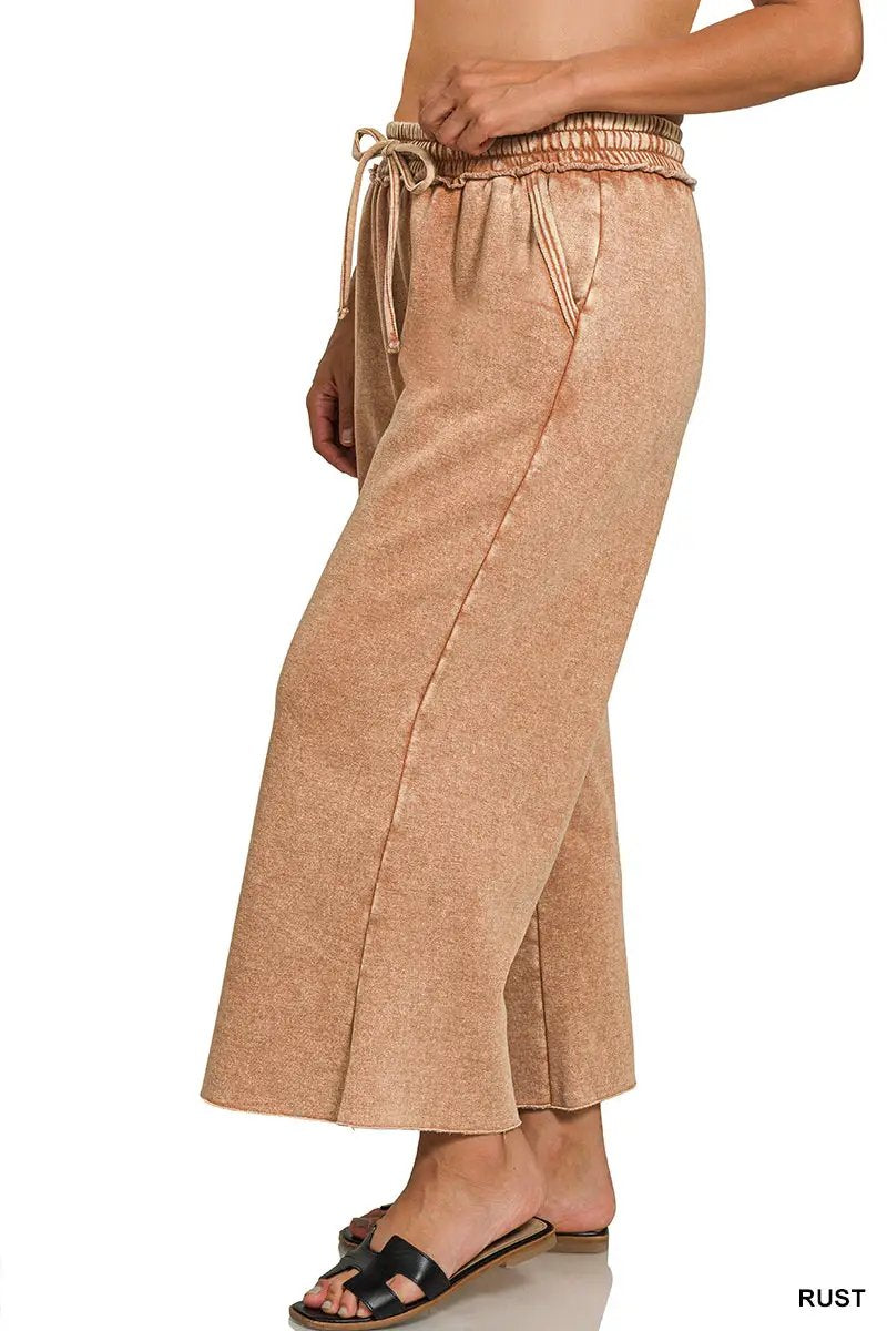 Zenana Zenana Plus Acid Wash Fleece Sweatpants with Pockets - Sweatpants Zenana Plus Acid Wash Fleece Sweatpants with Pockets