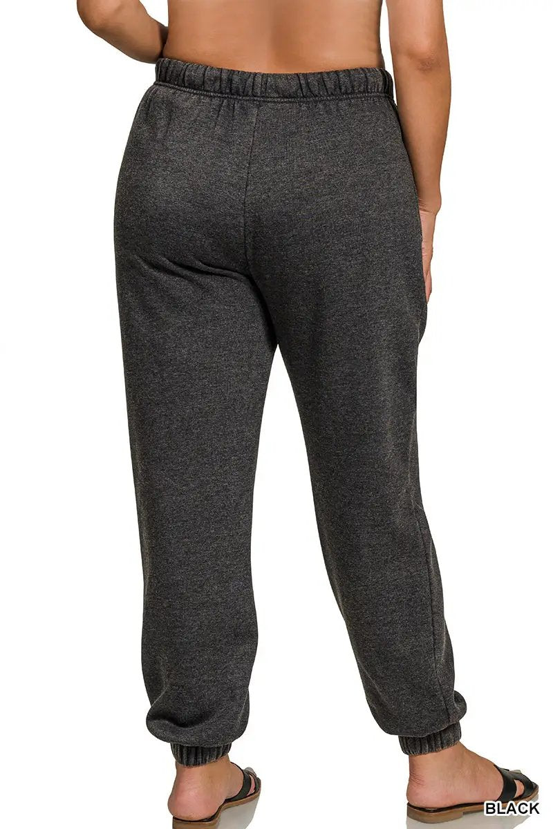 Zenana Zenana Plus Acid Wash Fleece Sweatpants with Pockets - Sweatpants Zenana Plus Acid Wash Fleece Sweatpants with Pockets