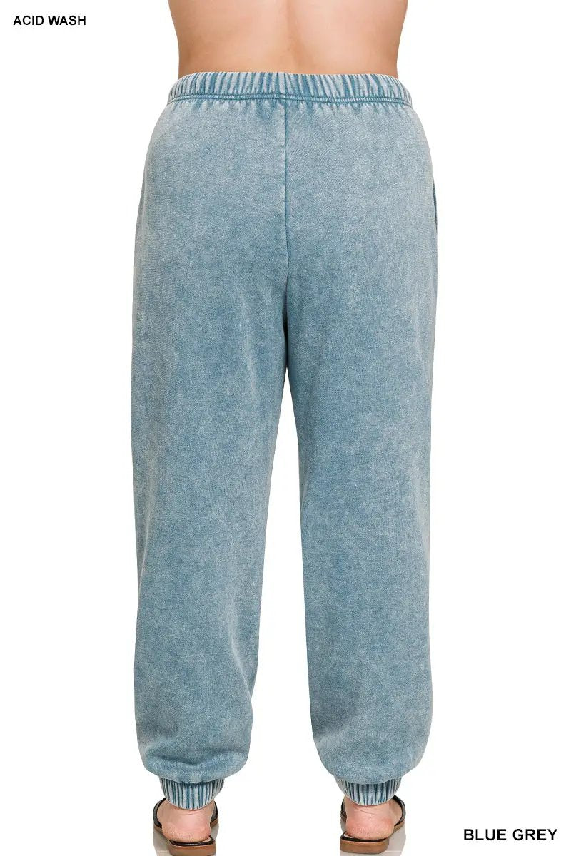 Zenana Zenana Plus Acid Wash Fleece Sweatpants with Pockets - Sweatpants Zenana Plus Acid Wash Fleece Sweatpants with Pockets