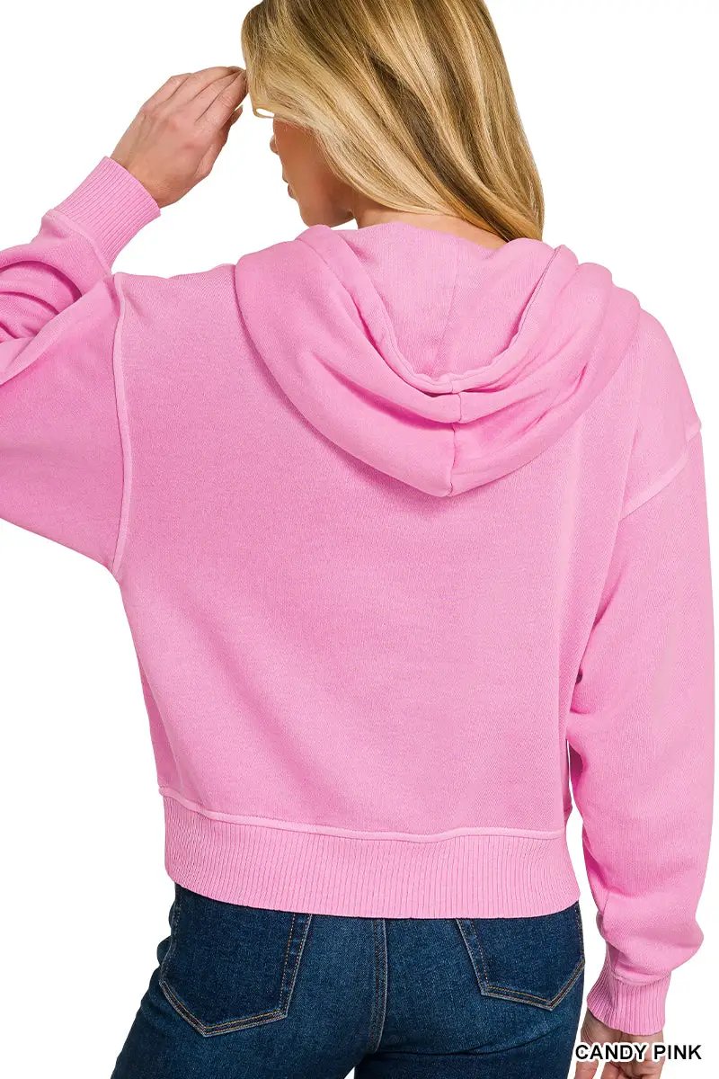 Zenana The Zenana Fleece Half Zip Kangaroo Pocket Hoodie - Hoodies