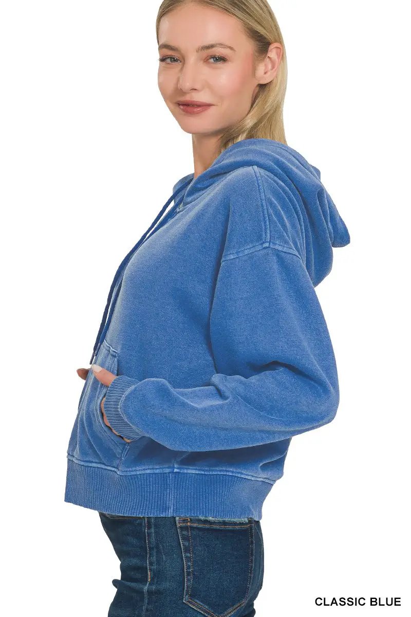 Zenana The Zenana Fleece Half Zip Kangaroo Pocket Hoodie - Hoodies