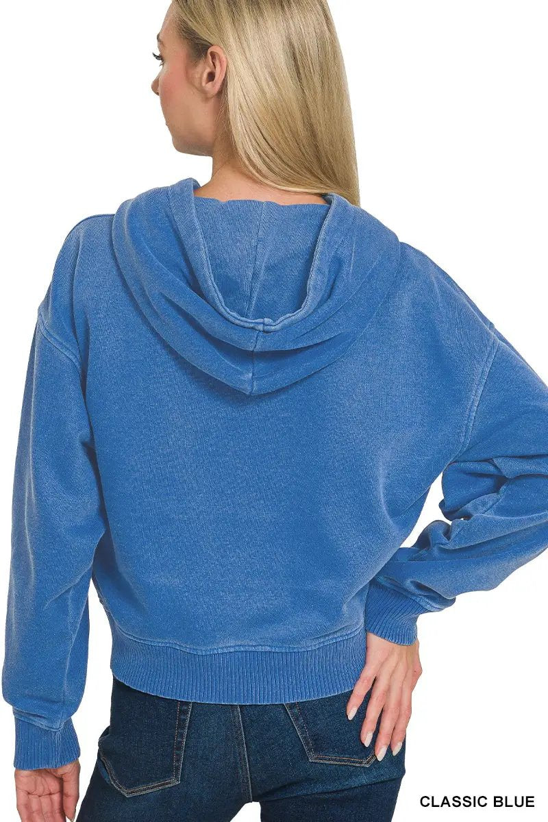 Zenana The Zenana Fleece Half Zip Kangaroo Pocket Hoodie - Hoodies