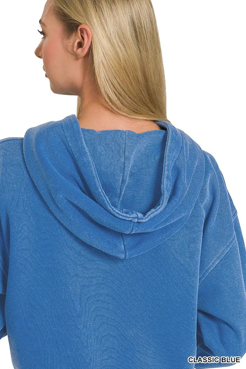 Zenana The Zenana Fleece Half Zip Kangaroo Pocket Hoodie - Hoodies
