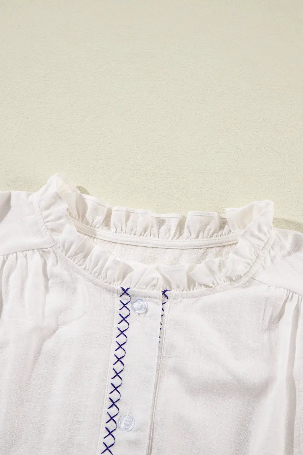 Grateful Threads Boutique White Floral Bracelet Sleeve Shirt - Blouses